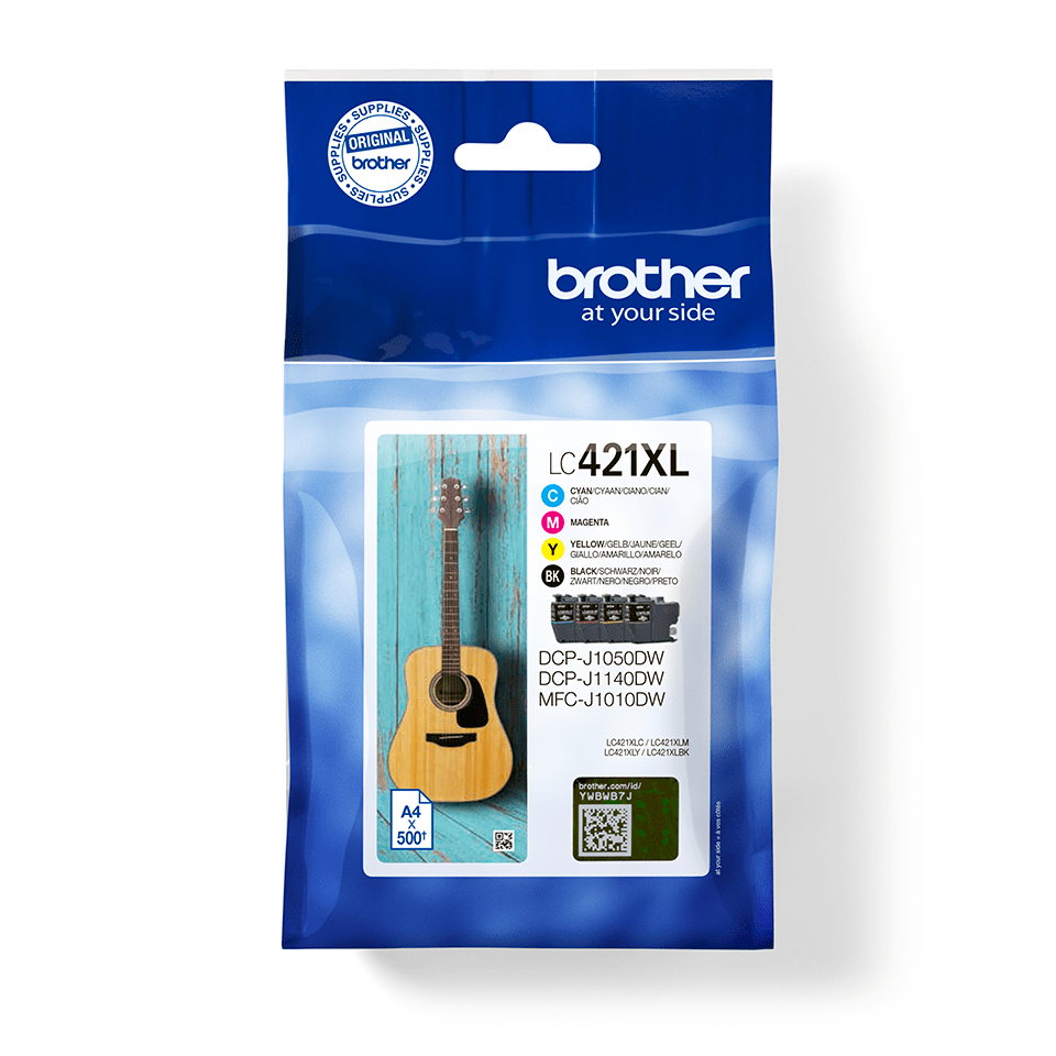 Pack cartouches d'encre Brother LC-421XLVAL / LC421XLVAL, 4 couleurs XL, 500 pages