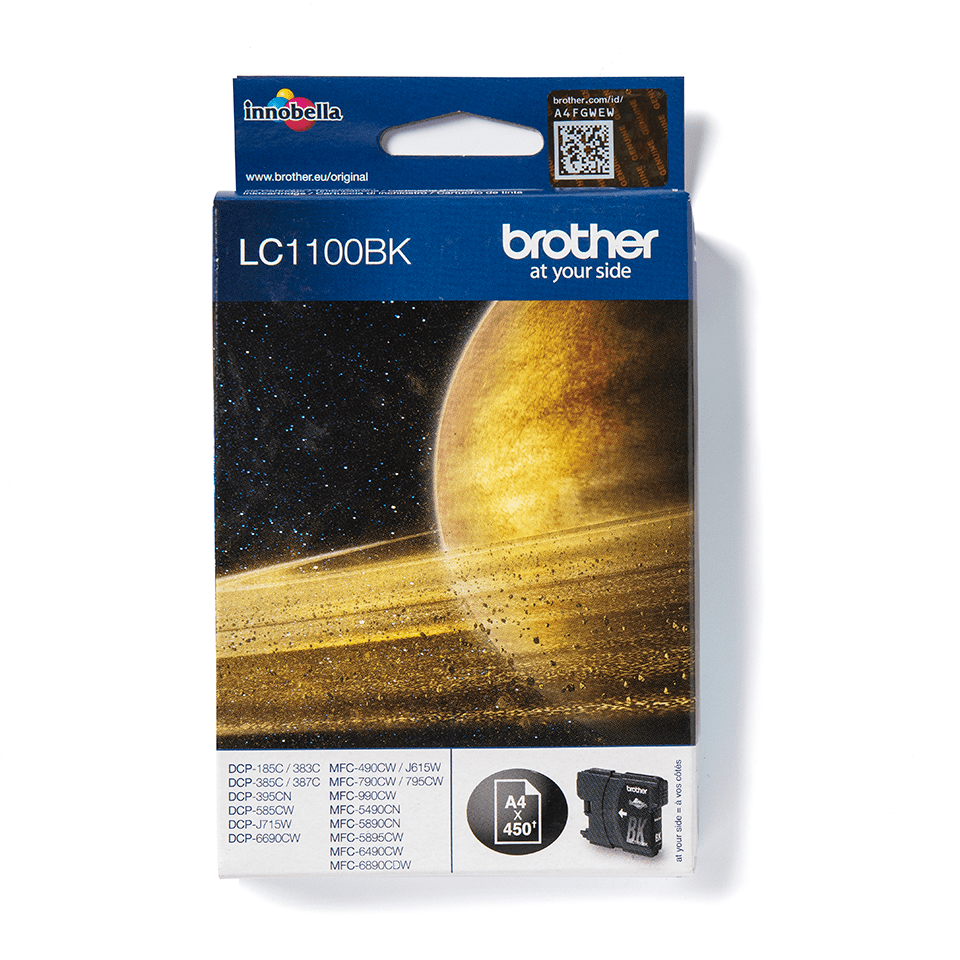 Cartouche d'encre Brother LC-1100BK / LC1100BK noire, 450 pages