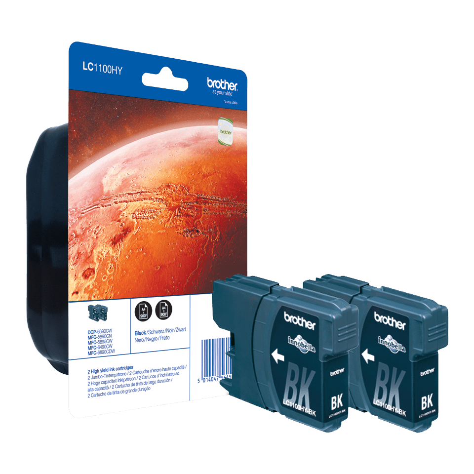 Brother LC-1100HYBKBP2 / LC1100HYBKBP2 black ink cartridge twin pack XL, 2 x 900 pages