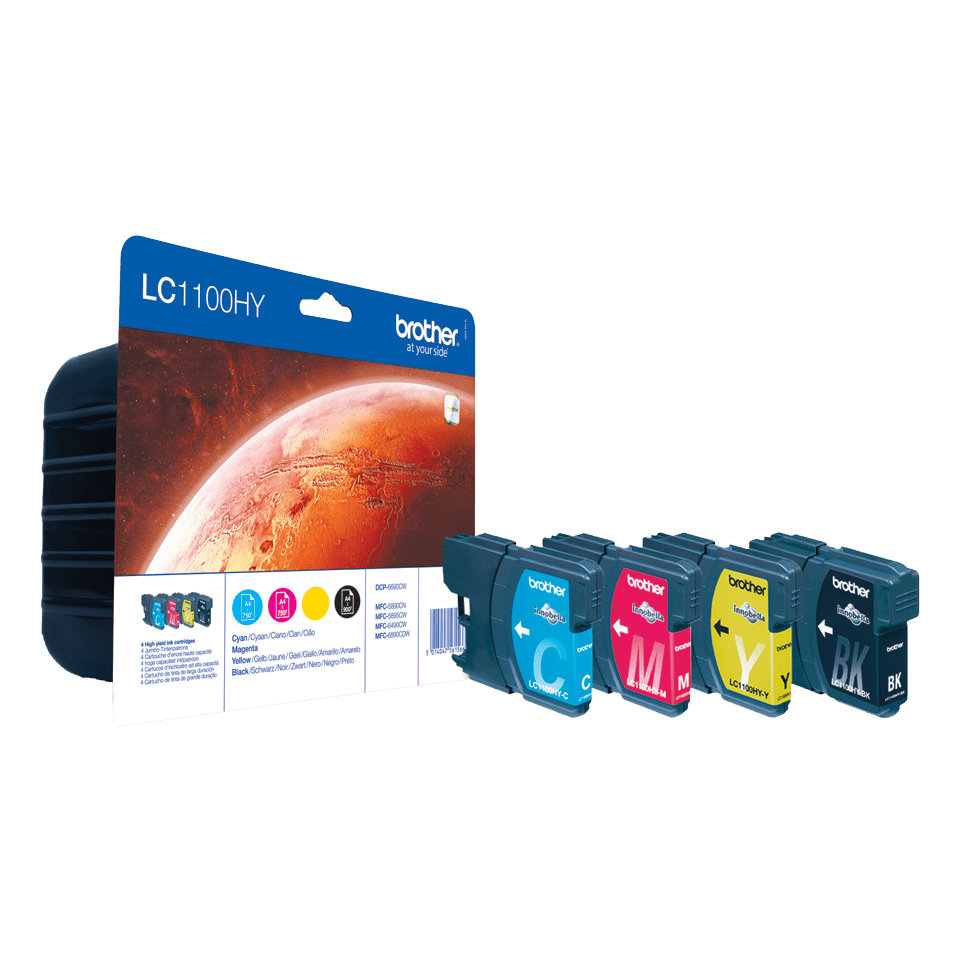 Pack cartouches d'encre Brother LC-1100HYVALBP / LC1100HYVALBP, 4 couleurs XL, 750 pages