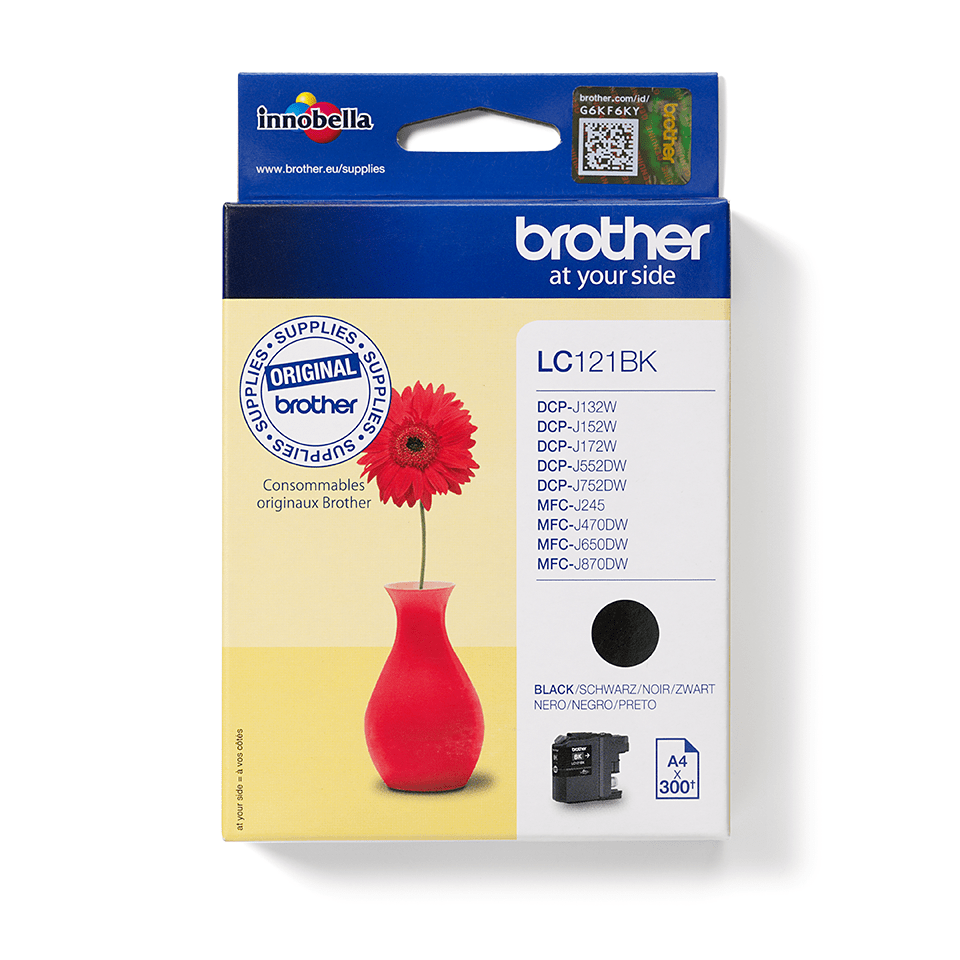 Brother Tintenpatrone LC-121BK / LC121BK Schwarz, 300 Seiten