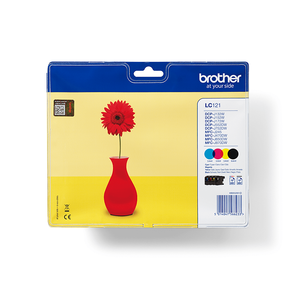 Brother LC-121VALBP / LC121VALBP ink cartridge value pack, 4 colors, 300 pages