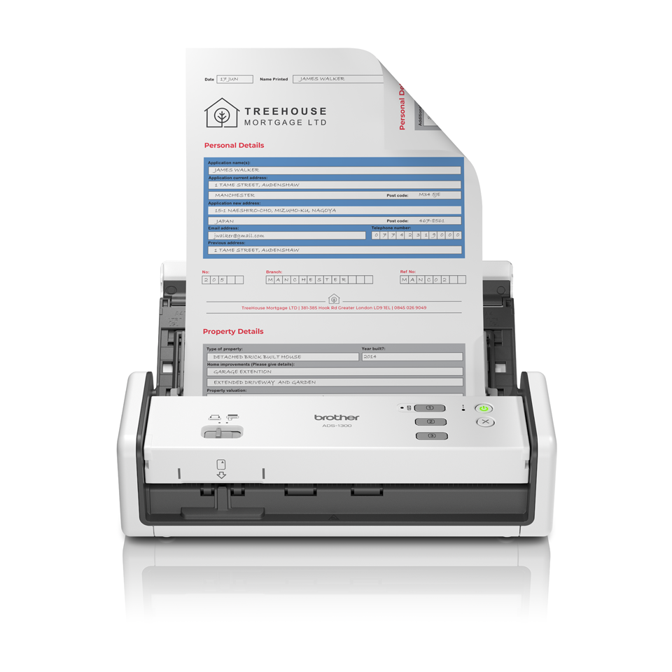 Scanner de documents Brother ADS-1300, A4, 30 ppm, recto verso