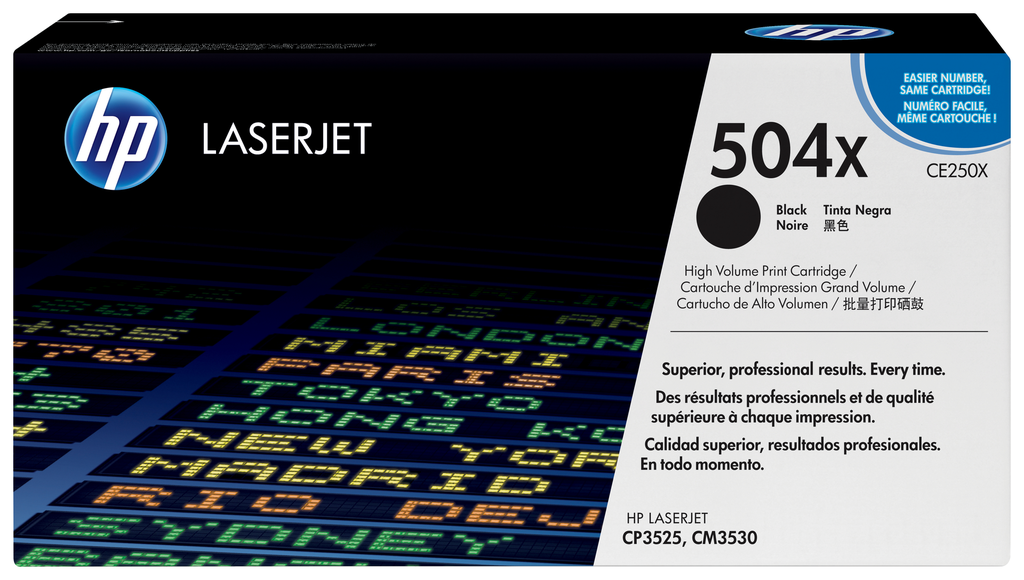 Toner HP 504X / CE250X noir XL, 10 500 pages
