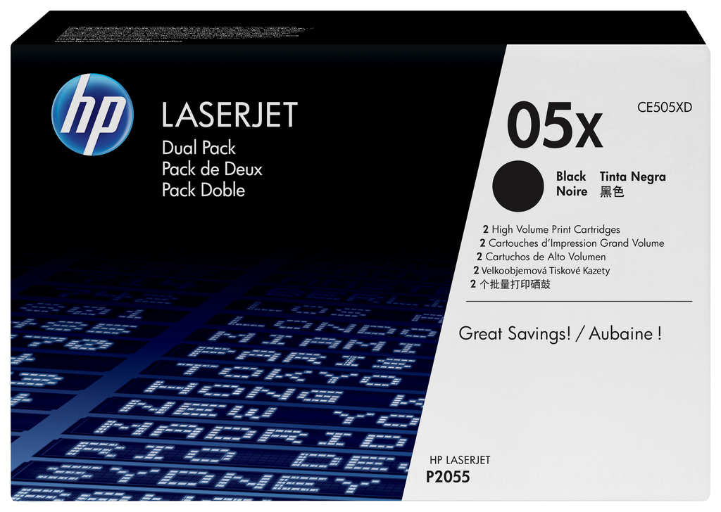 2er-Pack Toner HP 05X / CE505XD Schwarz XL, 2 x 6.500 Seiten