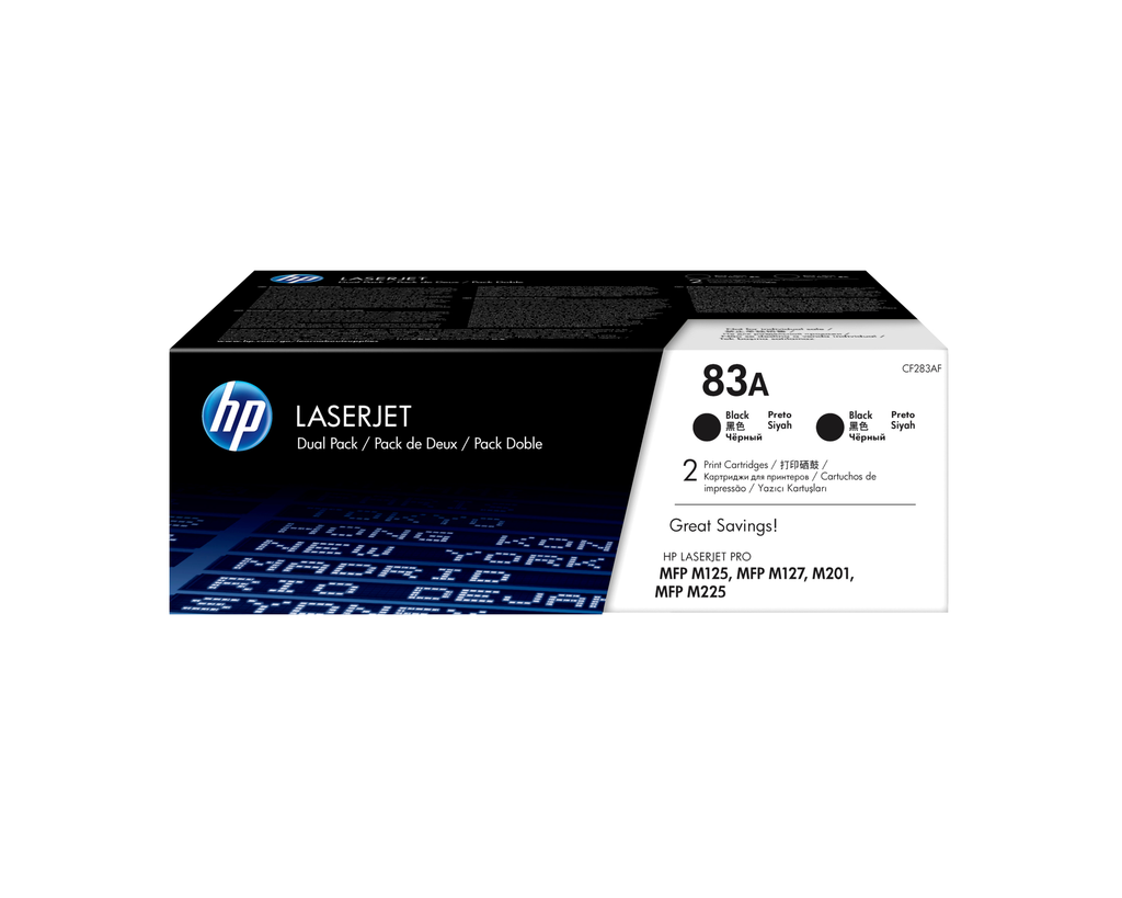Pack de 2 toners HP 83A / CF283AD noir, 2 x 1 500 pages