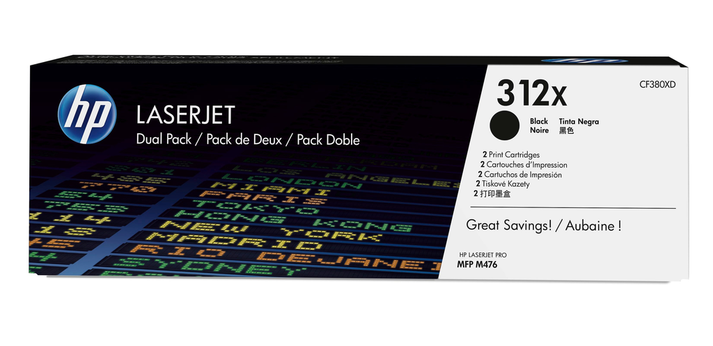 2er-Pack Toner HP 312X / CF380XD Schwarz XL, 2 x 8.800 Seiten