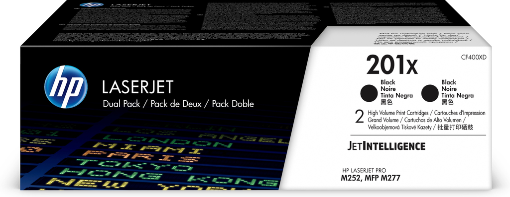 Pack de 2 toners HP 201X / CF400XD noir XL, 2 x 2 800 pages