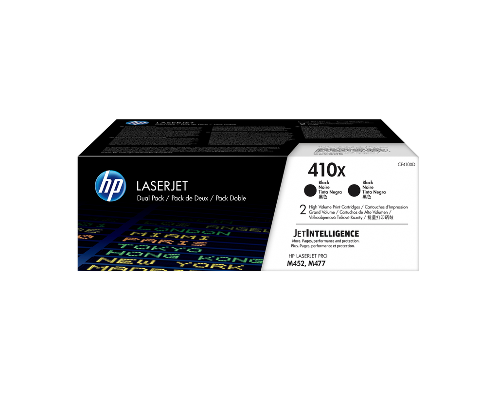 HP 410X / CF410XD black XL toner 2-pack, 2 x 6,500 pages