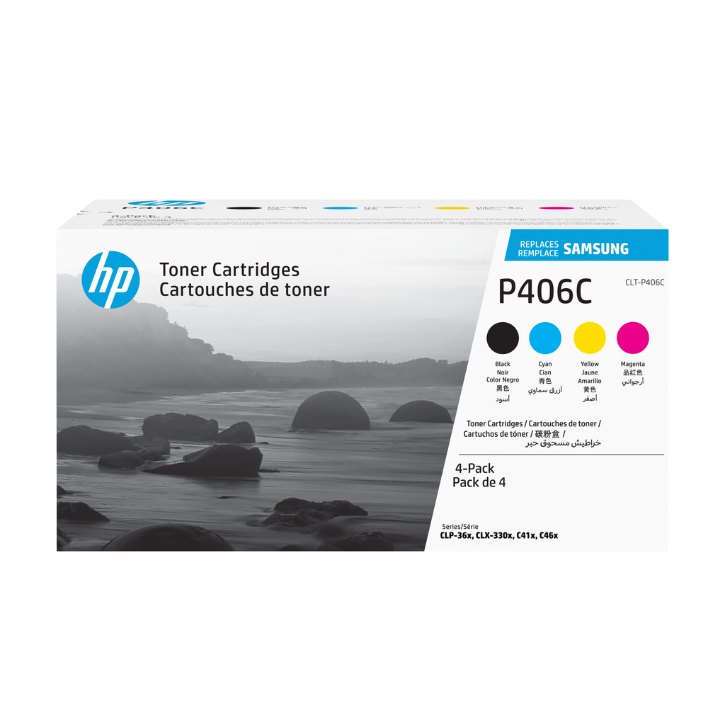 [SU375A] 4er-Pack Toner HP CLT-P406C / SU375A 4 Farben XL, 1.000 Seiten