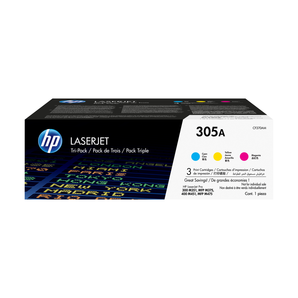 3er-Pack Toner HP 305A / CF370AM Dreifarbig, 2.600 Seiten