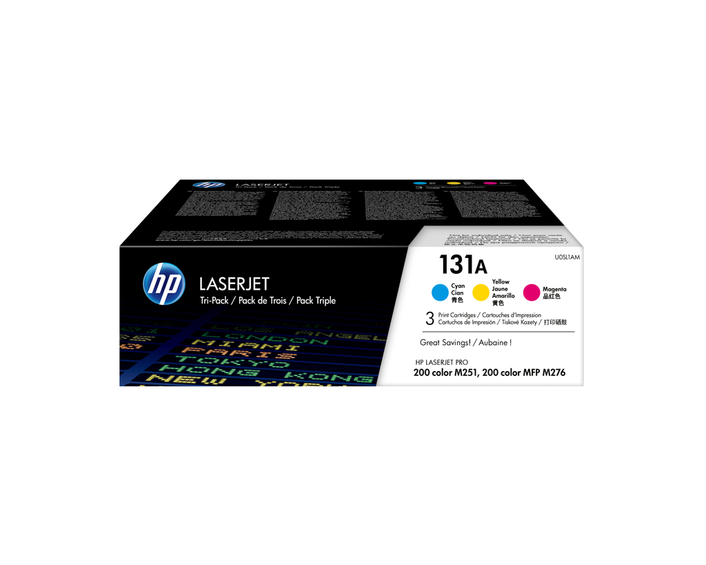 Pack de 3 toners HP 131A / U0SL1AM 3 couleurs, 1 800 pages