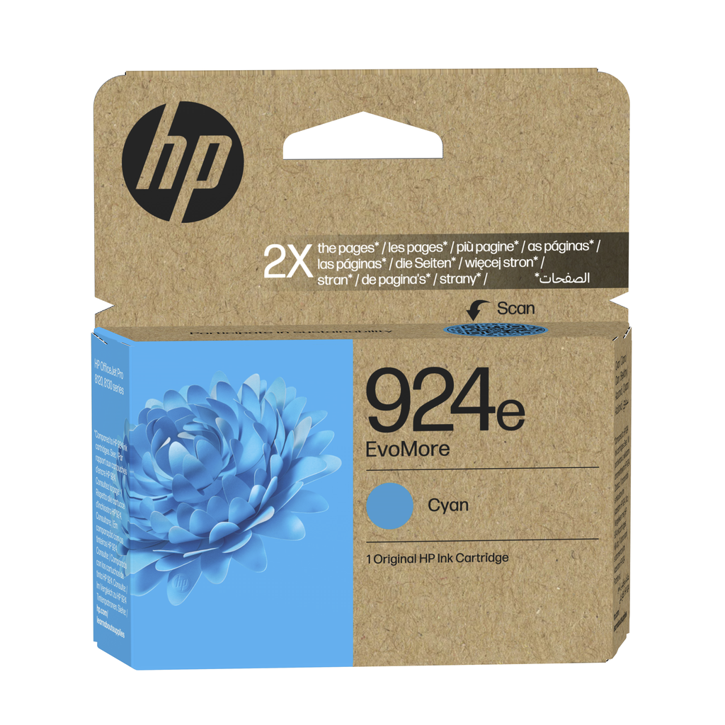 Cartouche d'encre HP 924E / 4K0U7NE cyan XL, 800 pages
