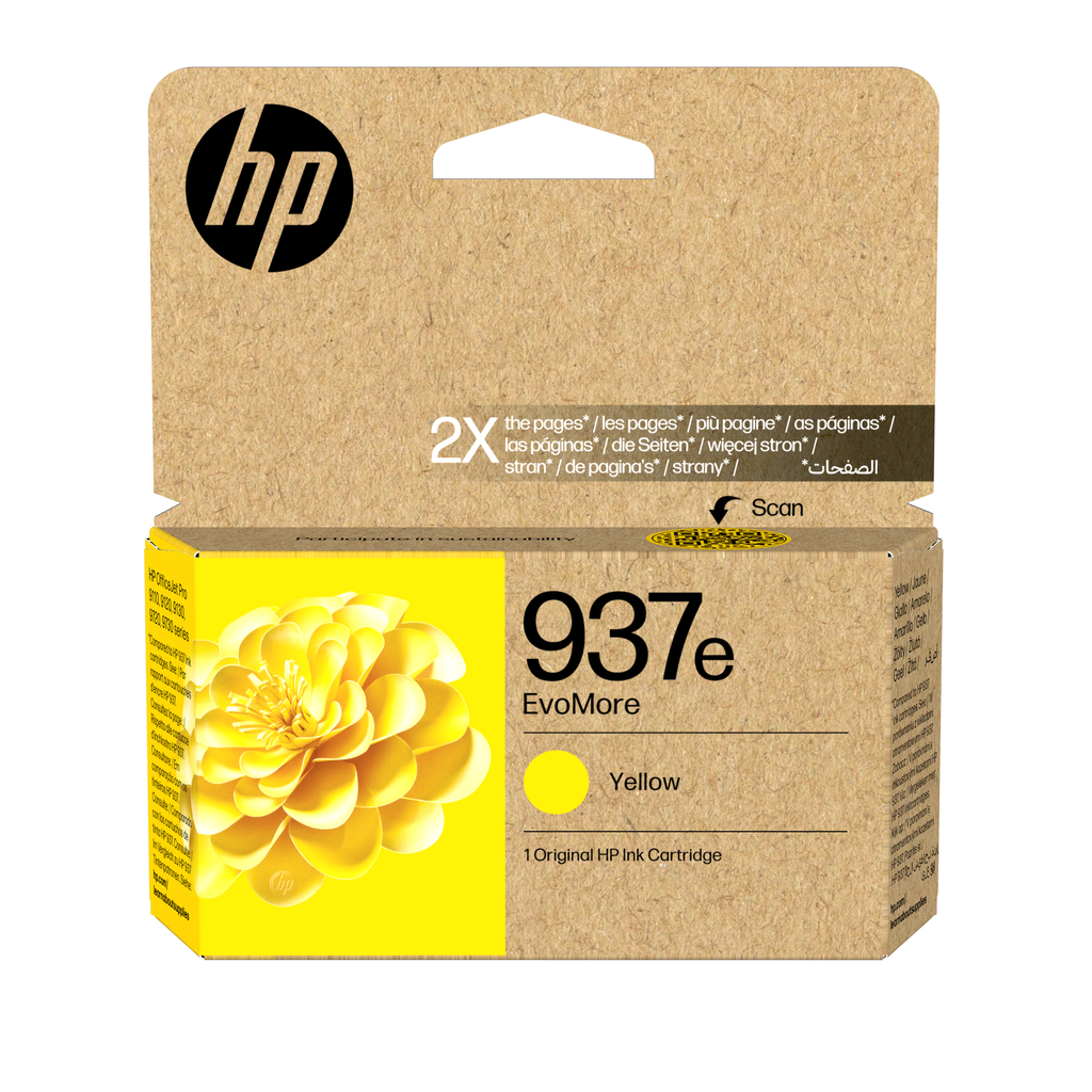 Cartouche d'encre HP 937E / 4S6W8NE jaune XL, 1 650 pages