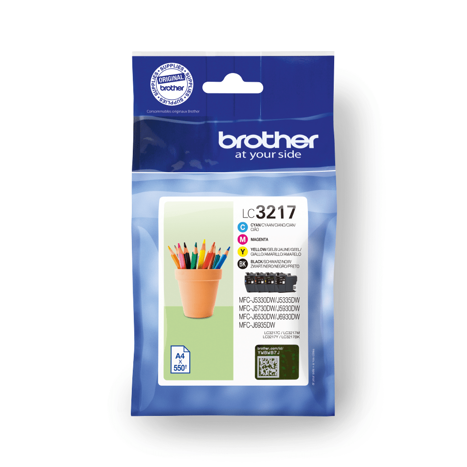 Brother LC-3217VAL / LC3217VAL ink cartridge value pack, 4 colors, 550 pages