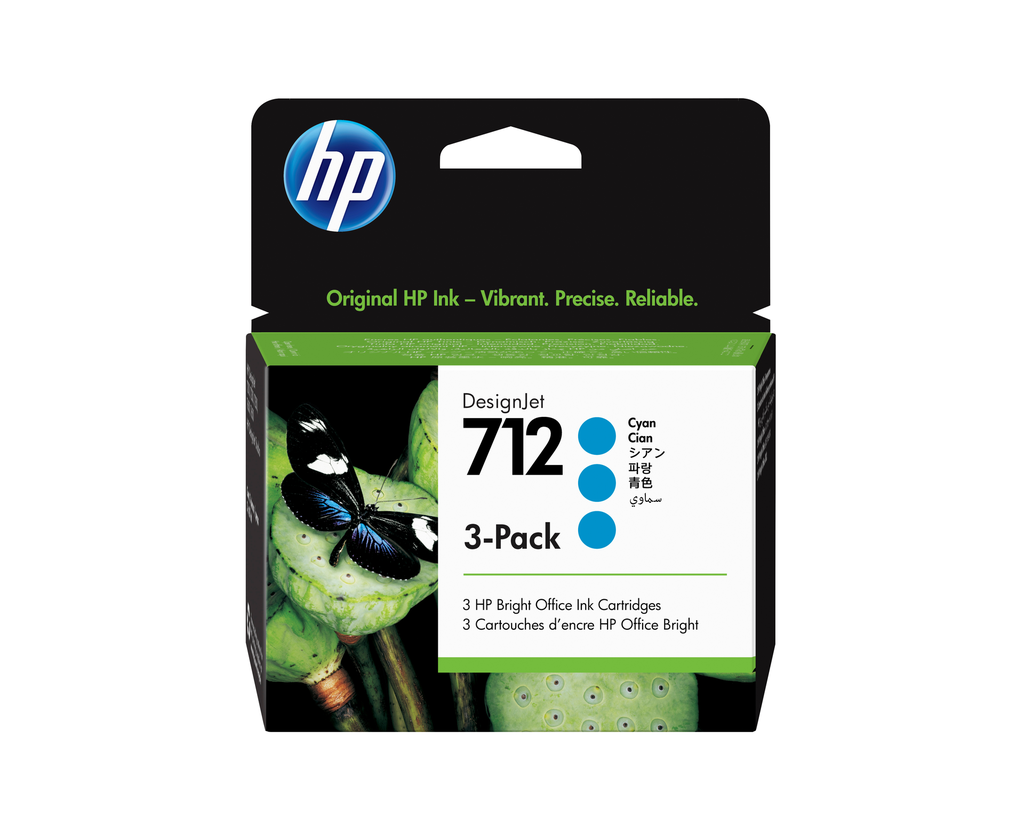 Cartouche d'encre HP 712 / 3ED77A cyan, 29 ml (lot de 3)