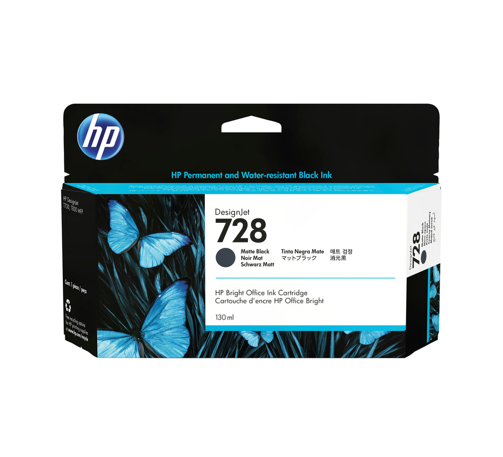 Tintenpatrone HP 728 / 3WX25A Schwarz, 130 ml