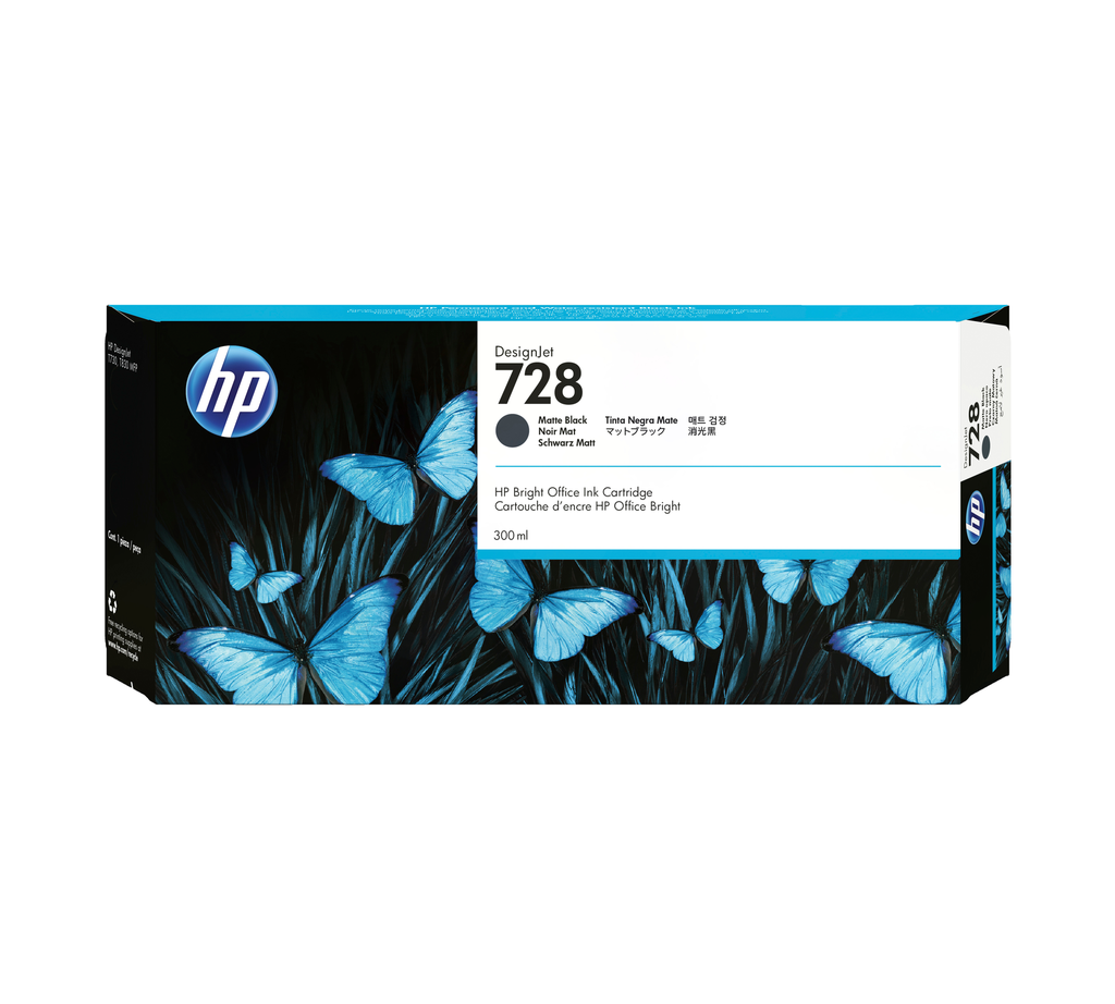 Cartouche d'encre HP 728 / F9J68A noire, 300 ml