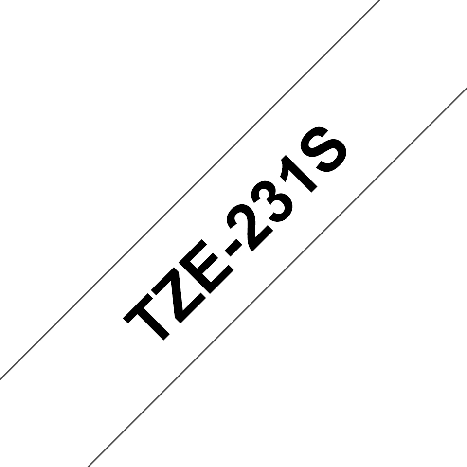 [TZE231S2] Ruban laminé Brother TZe-231S2 / TZE231S2, noir sur blanc, 12 mm x 4 m