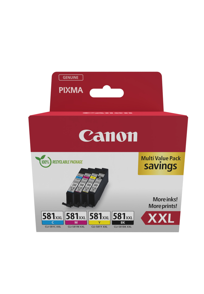 Multipack Tintenpatronen Canon CLI-581XXL / 1998C007, 4 Farben XXL