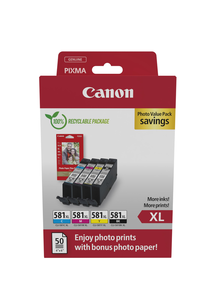 Pack Canon CLI-581XL / 2052C006 4 couleurs XL