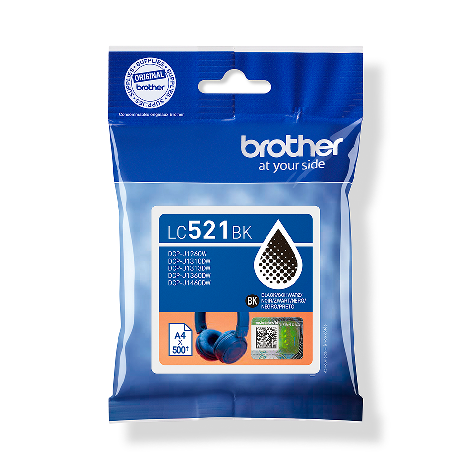 Cartouche d'encre Brother LC-521BK / LC521BK noire, 500 pages