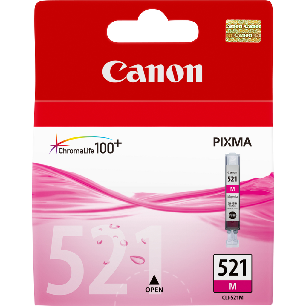 Cartouche d'encre Canon CLI-521M / 2935B001 magenta, 480 pages