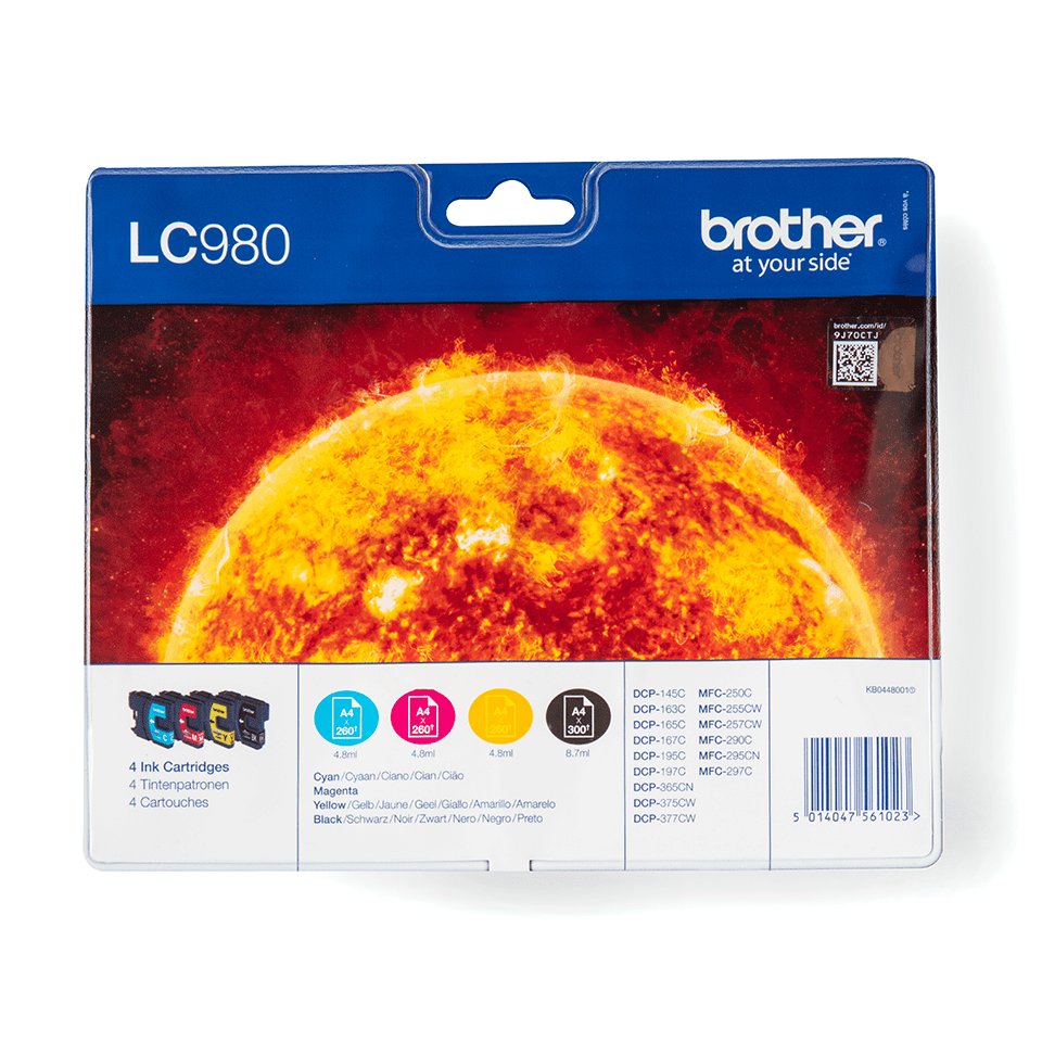 [LC980VALBP] Brother LC-980VALBP / LC980VALBP ink cartridge value pack, 4 colors, 260 pages