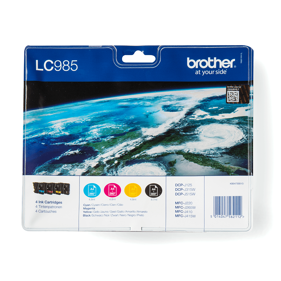 Pack cartouches d'encre Brother LC-985VALBP / LC985VALBP, 4 couleurs, 260 pages