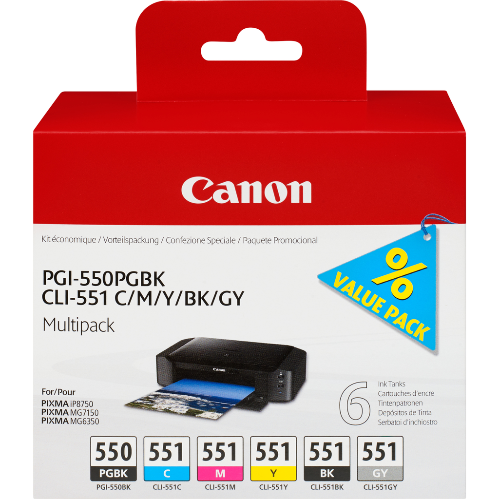 Canon PGI-550/CLI-551 / 6496B005 ink pack, 6 cartridges