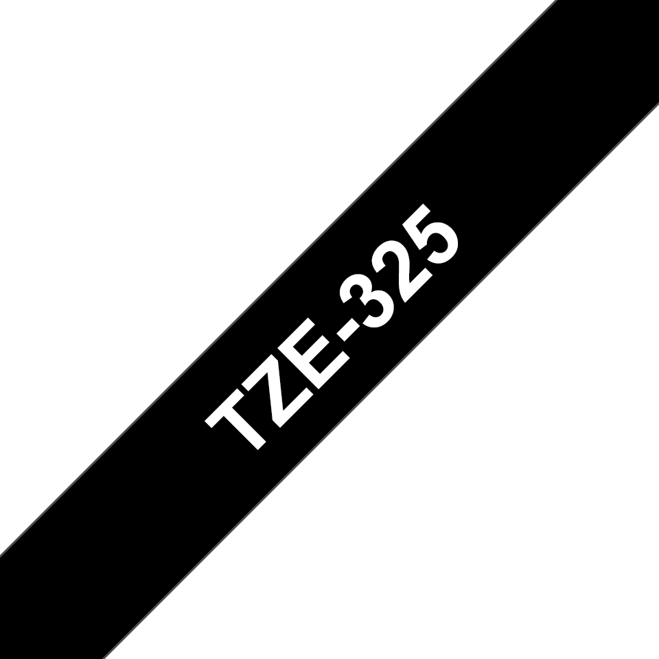Ruban laminé Brother TZe-325 / TZE325, blanc sur noir, 9 mm x 8 m