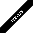 Ruban laminé Brother TZe-325 / TZE325, blanc sur noir, 9 mm x 8 m
