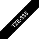 Ruban laminé Brother TZe-335 / TZE335, blanc sur noir, 12 mm x 8 m