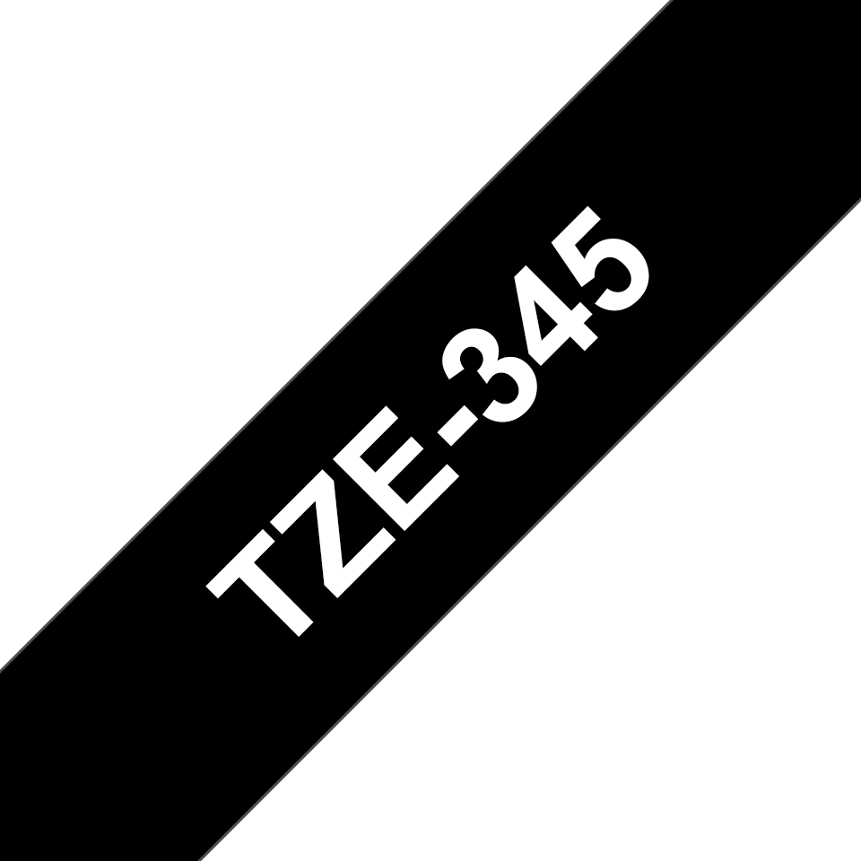 [TZE345] Brother TZe-345 / TZE345 laminated tape, white on black, 18 mm x 8 m