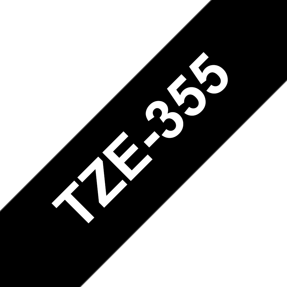 Brother Schriftband laminiert TZe-355 / TZE355, weiß auf schwarz, 24 mm x 8 m