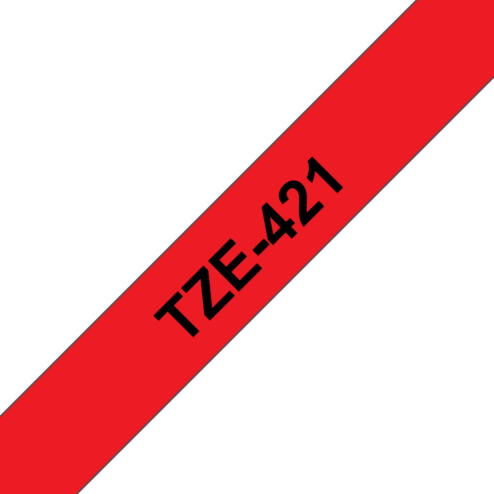 Ruban laminé Brother TZe-421 / TZE421, noir sur rouge, 9 mm x 8 m