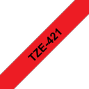 Ruban laminé Brother TZe-421 / TZE421, noir sur rouge, 9 mm x 8 m