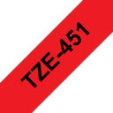 Ruban laminé Brother TZe-451 / TZE451, noir sur rouge, 24 mm x 8 m