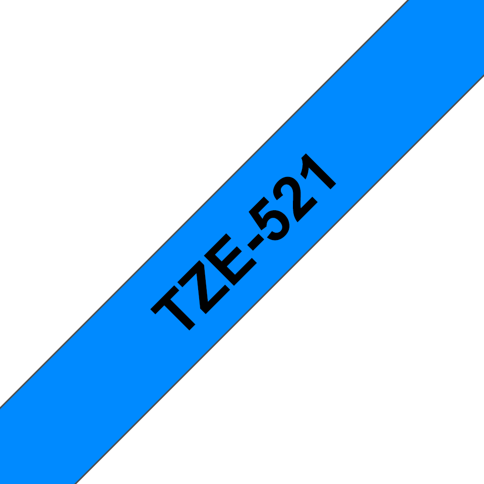 Ruban laminé Brother TZe-521 / TZE521, noir sur bleu, 9 mm x 8 m