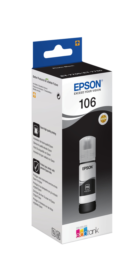 [C13T00R140] Bouteille d'encre Epson 106 / C13T00R140 noire, 70 ml