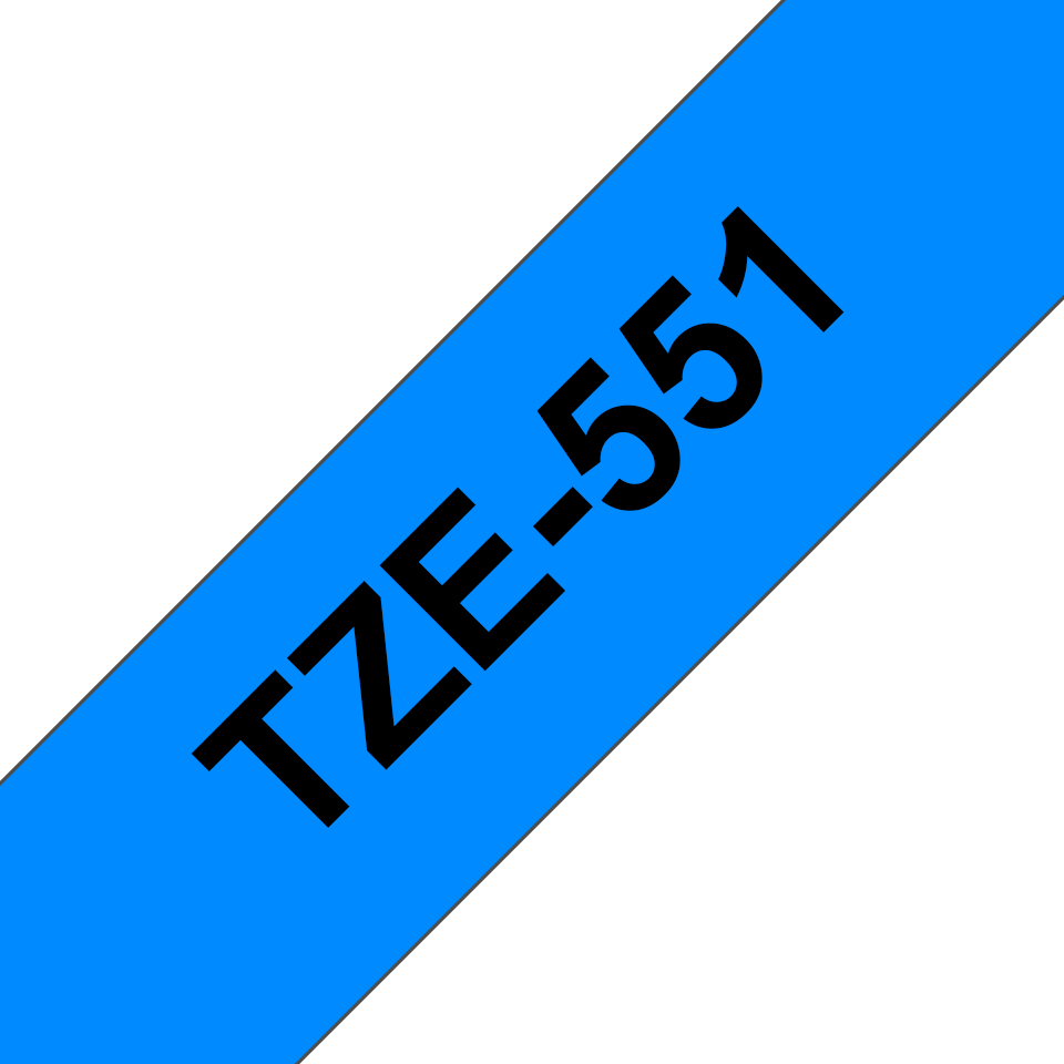 Ruban laminé Brother TZe-551 / TZE551, noir sur bleu, 24 mm x 8 m