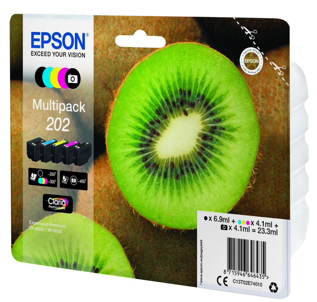 [C13T02E74010] Tintenpatrone Epson 202 / C13T02E74010 4 Farben, 41 ml