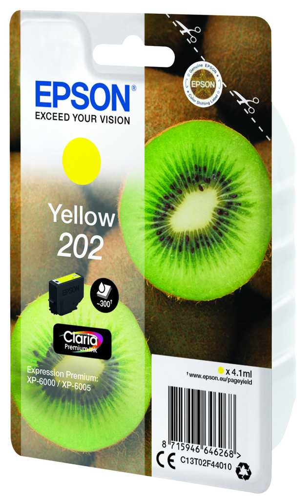 Cartouche d'encre Epson 202 / C13T02F44010 jaune, 300 pages