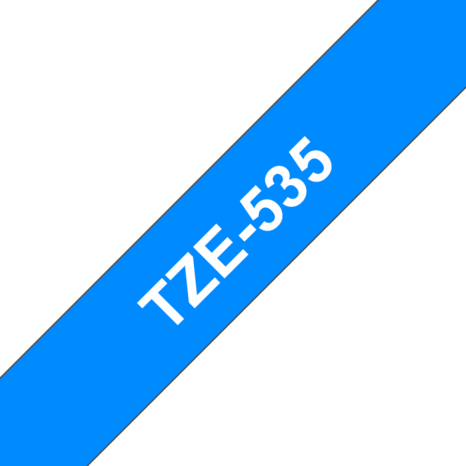 Ruban laminé Brother TZe-535 / TZE535, blanc sur bleu, 12 mm x 8 m