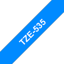 Brother Schriftband laminiert TZe-535 / TZE535, weiß auf blau, 12 mm x 8 m