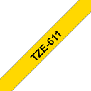 Ruban laminé Brother TZe-611 / TZE611, noir sur jaune, 6 mm x 8 m
