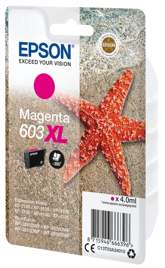 Cartouche d'encre Epson 603XL / C13T03A34010 magenta, 4 ml