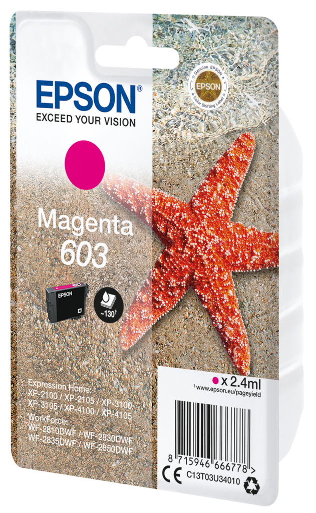 [C13T03U34010] Epson 603 / C13T03U34010 magenta ink cartridge, 24 ml