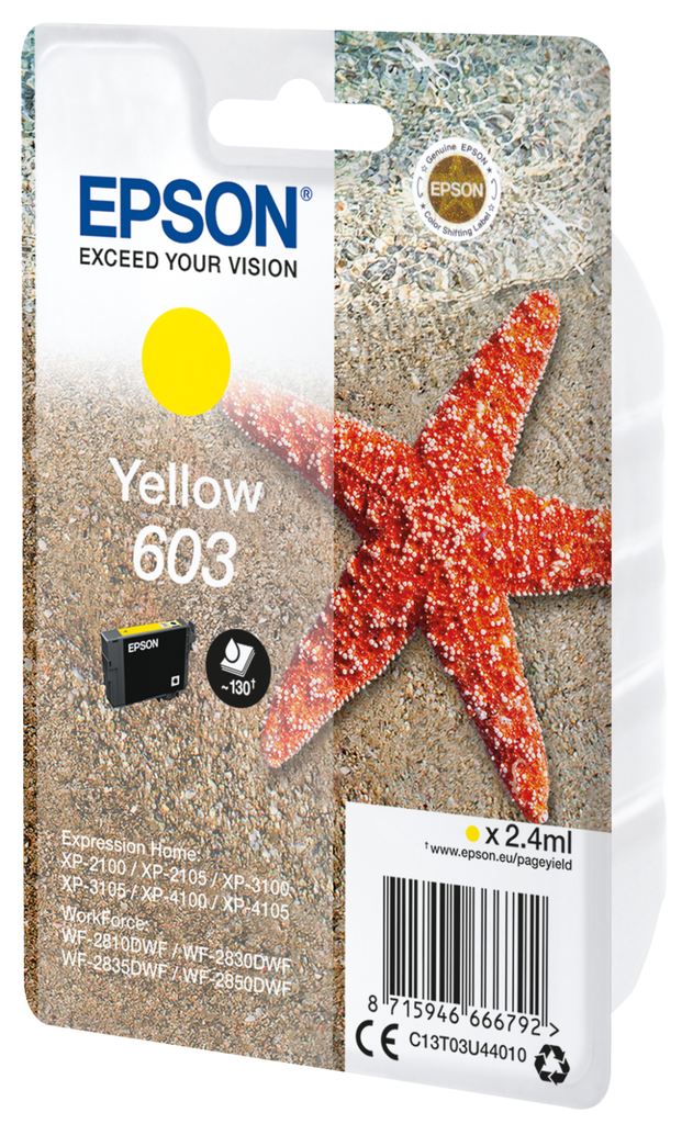 Cartouche d'encre Epson 603 / C13T03U44010 jaune, 24 ml