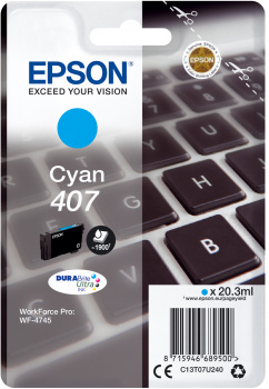 [C13T07U240] Tintenpatrone Epson 407 / C13T07U240 Cyan, 1.900 Seiten